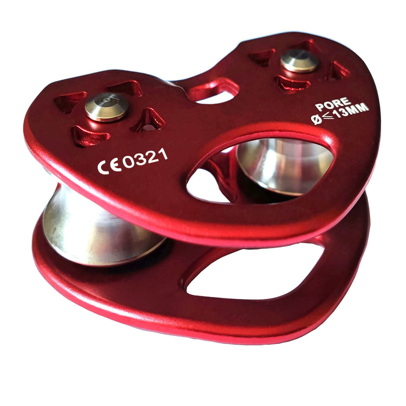LicBund 25KN Climbing Technology Pulley Tandem Double Speed Pulley for Climbing Rescue Lifting, Red - BeesActive Australia