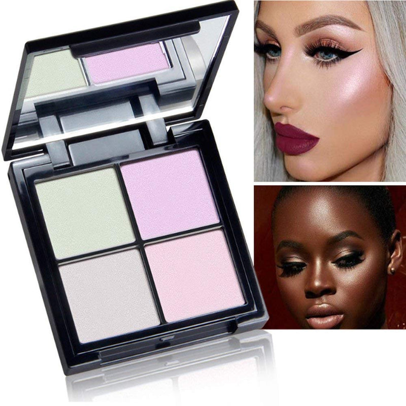 Highlighter 4 Colors Glow Kit Makeup Powder Face Illuminating Repair