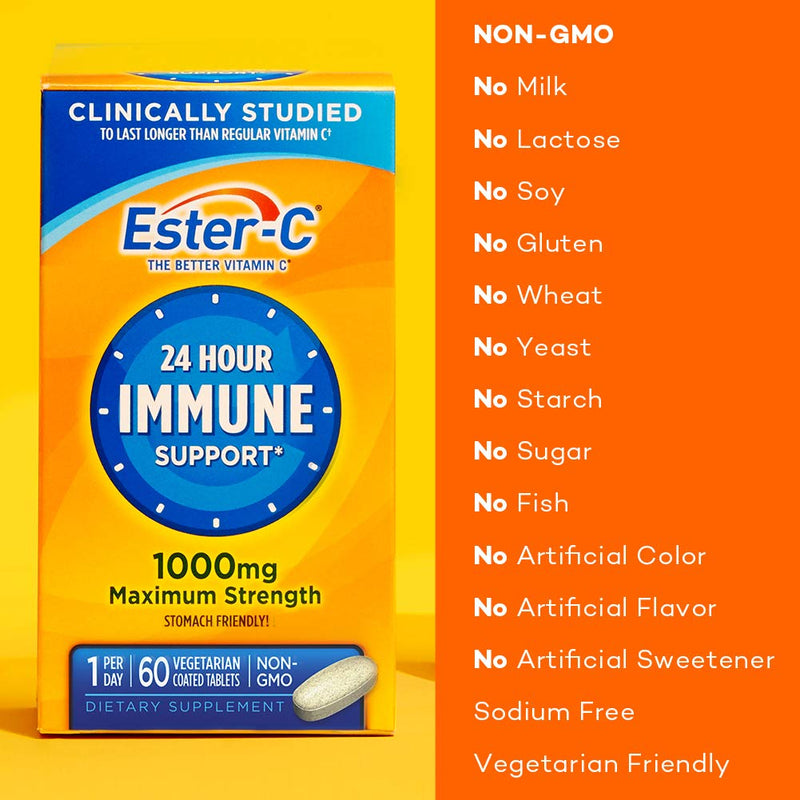 Ester-C® Vitamin C, 1,000 mg, 60 Coated Tablets 60 Count (Pack of 1) - BeesActive Australia