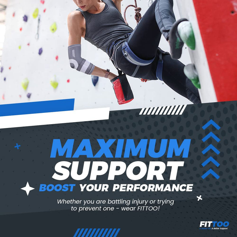 FITTOO Elbow Support Sleeve Brace with Compression Strap for Men and Women, Arm Support Sleeve for Tennis Elbow, Golfers Elbow, Weightlifting, Tendonitis, Joint Pain Relief, Sports Black DimGray (Pack of 1) M - BeesActive Australia