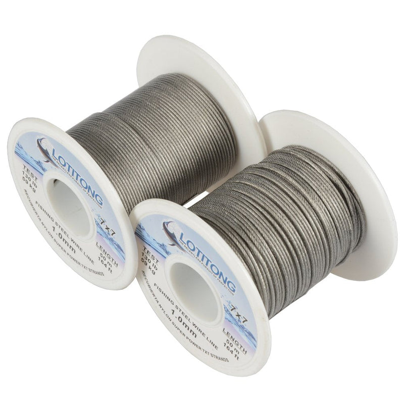 LOTITONG 50M 70LB-256LB Fishing Steel Wire line 0.8mm-1.5mm 7x7 49 Strands  Trace Coating Wire Leader Coating Jigging Wire Lead Fish Fishing Wire
