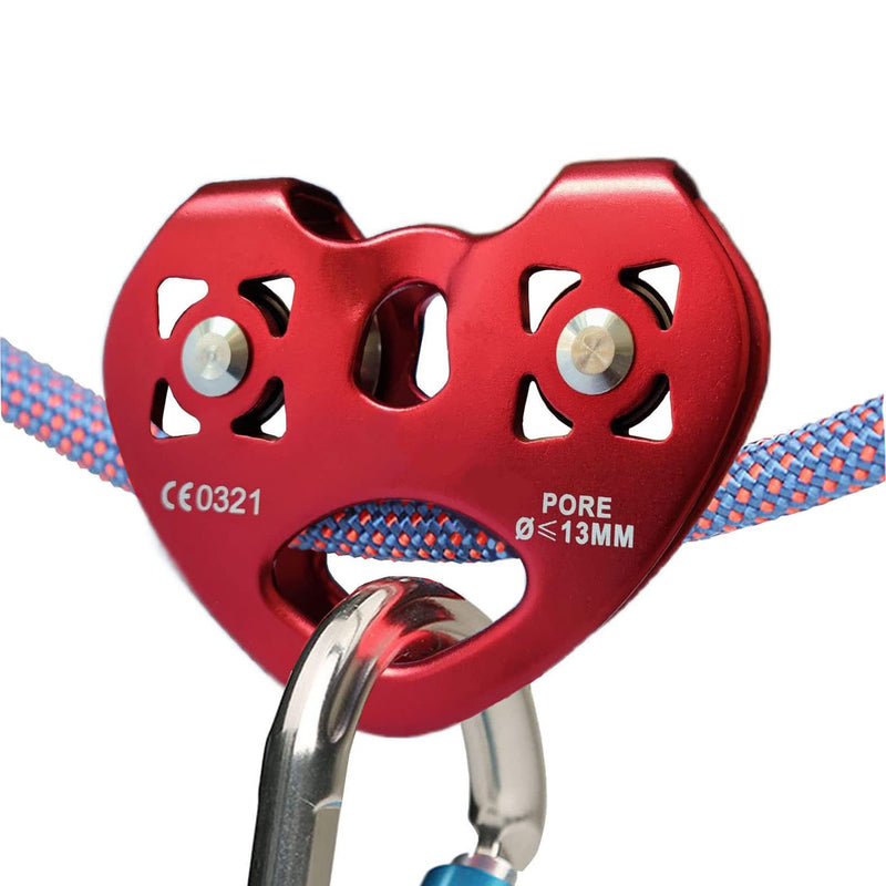 LicBund 25KN Climbing Technology Pulley Tandem Double Speed Pulley for Climbing Rescue Lifting, Red - BeesActive Australia