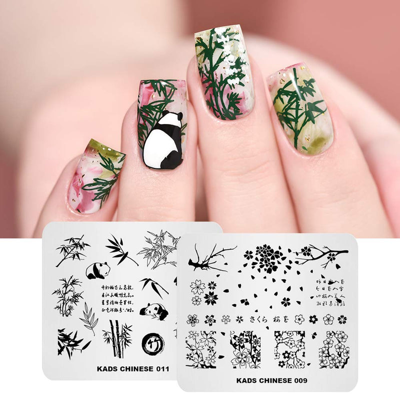KAD Nail Stamping Plates 8pcs Templates Nail Art Plates set Chinese Style Series - BeesActive Australia
