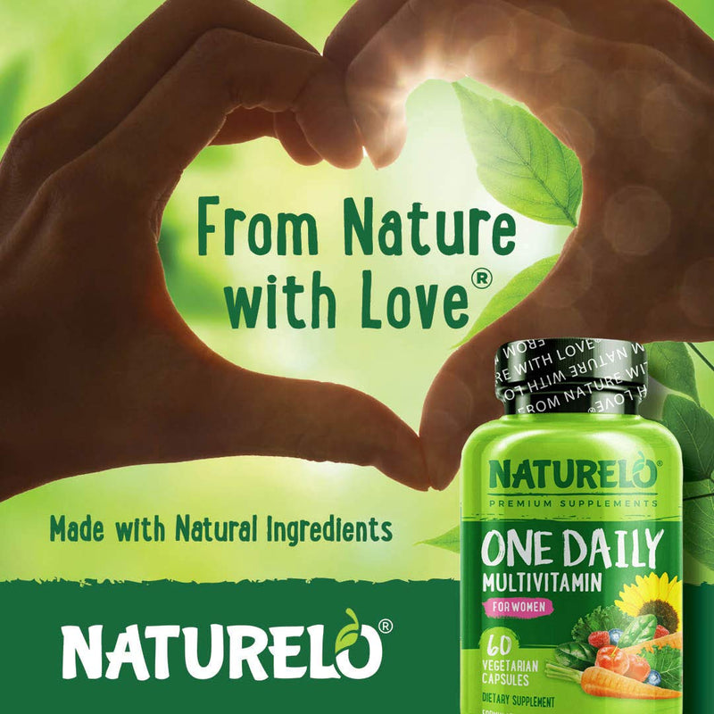 NATURELO One Daily Multivitamin for Women - Energy Support - Whole Food Supplement to Nourish Hair, Skin, Nails - Non-GMO - No Soy - Gluten Free - 60 Capsules | 2 Month Supply 60 Count (Pack of 1) - BeesActive Australia
