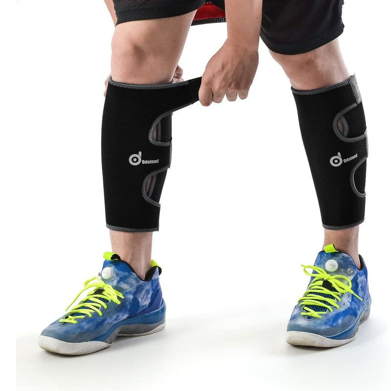 Odoland Calf Compression Sleeve Calf Brace for Calf Pain Relief Strain, Sprain, Tennis Leg and Calf Injury - Guard Leg and Adjustable Shin Splints Support for Sport Recovery Fitness and Running #2 Black - BeesActive Australia
