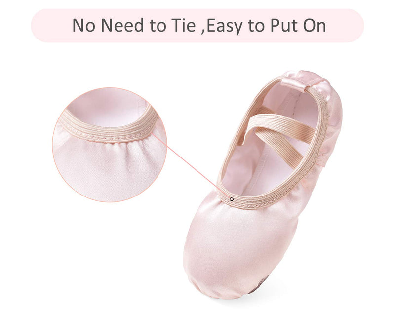 STELLE Girls Ballet Dance Shoes Satin Slippers Gymnastics Flats Split Sole with Ribbon 6 Toddler Ballet Pink(no Ribbon) - BeesActive Australia