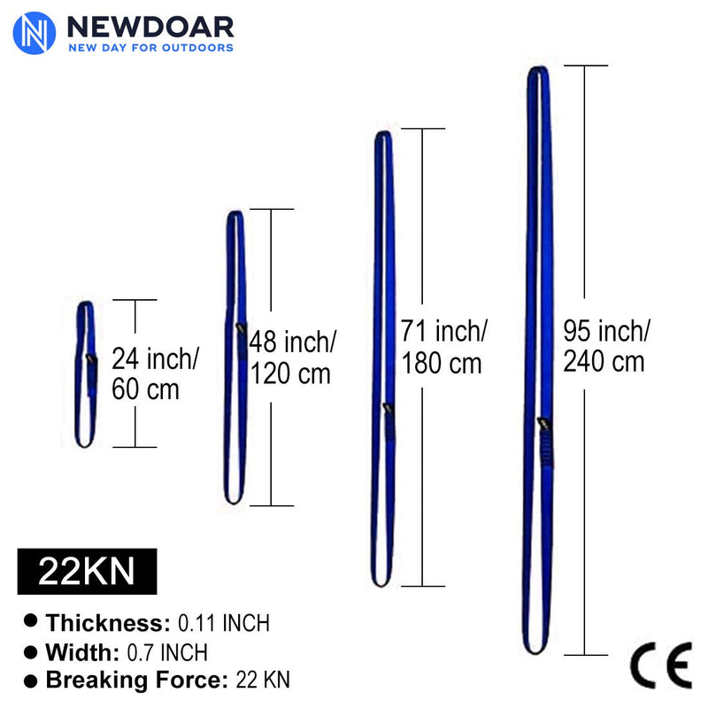 NewDoar Climbing Sling 16mm Nylon Sling Runners 22KN 4840LB Climbing Utility Cord Rock Climbing, Creating Anchors System, Rappelling Gear, Perfect for Tree Work blue 48"/120cm/1pcs - BeesActive Australia