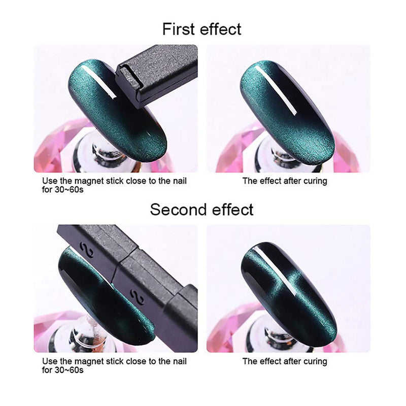 SILPECWEE 3Pcs 3D Cat Eyes Nail Art Magnetic Pen Set Double Head Magnet Stick UV Gel Magic Manicure Tools For DIY&Salon NO1 - BeesActive Australia
