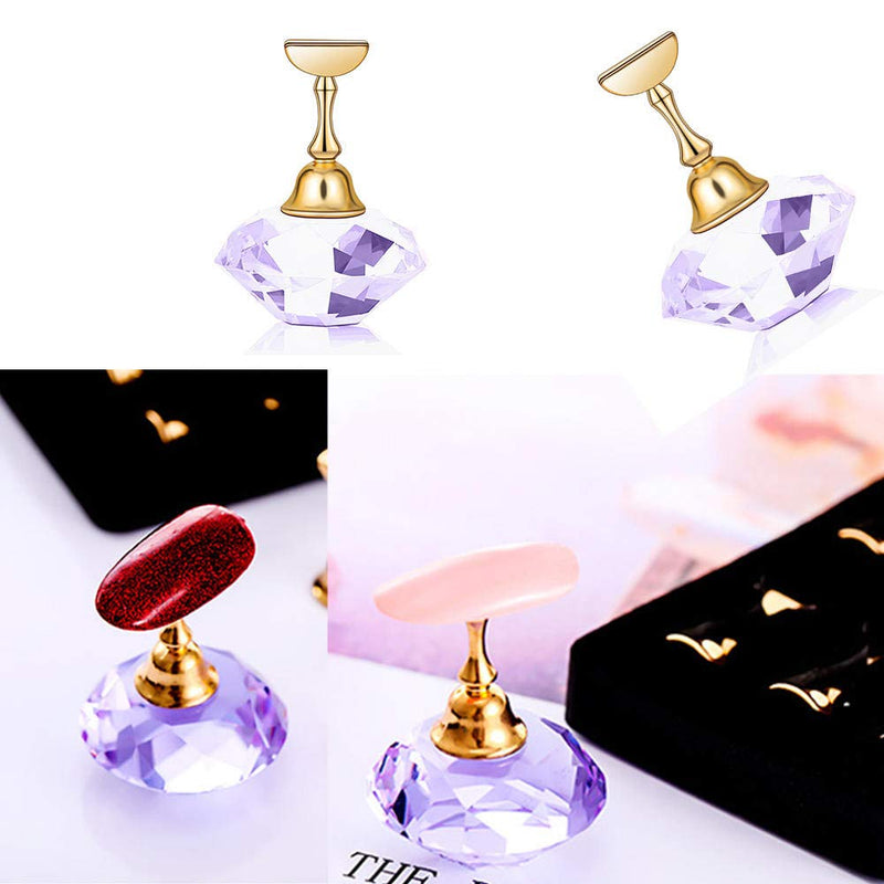 Tvoip 1Pcs Magnetic Nail Holder Practice Training Display Stand Acrylic Crystal Holders Alloy False Nail Tip Salon DIY Manicure Tools - BeesActive Australia