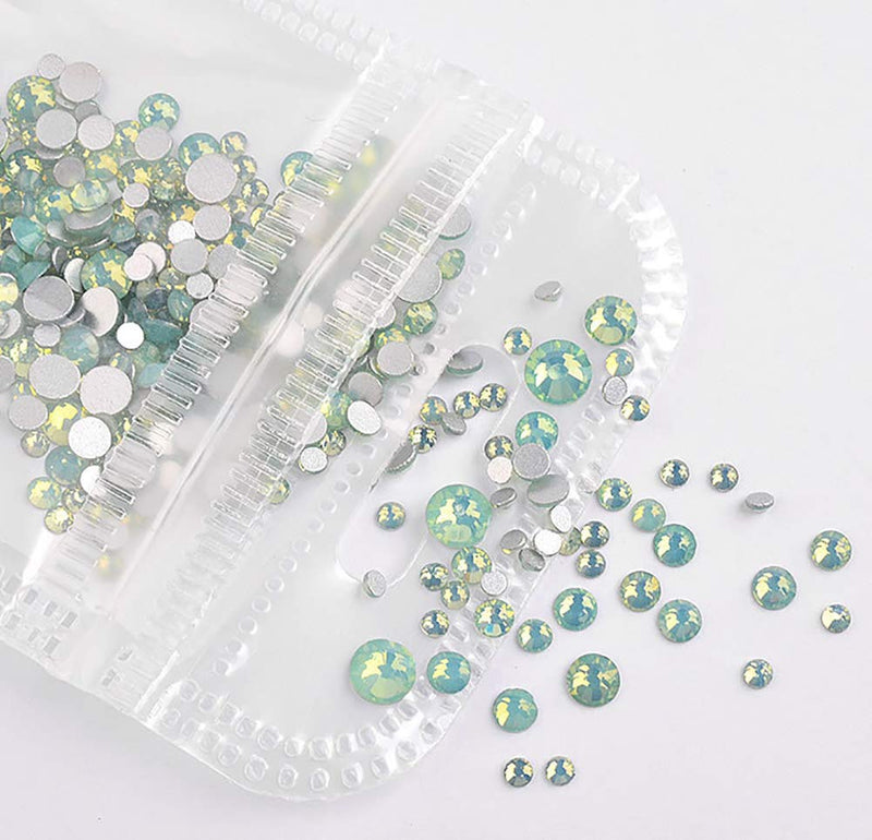 Sparkly Opal Rhinestones for Nails 3D Nail Art Rhinestones - DIY Nail Jewels Crafts - Crystal Diamond Rhinestones and Charms Nail Decoration Flatback Gems Stones, Opal Green - BeesActive Australia