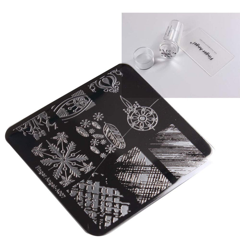 Finger Angel 12Pcs Nail Stamp Plates set 10 plate 1Stamper 1Scraper Nails Art Stamping Plate Scraper Stamper Set Leaves Flowers Lace Design Nail plate Template Image Plate A1-10 - BeesActive Australia