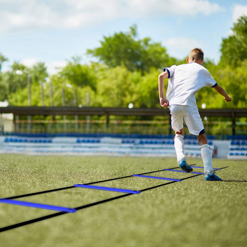 GHB Pro Agility Ladder Agility Training Ladder Speed 12 Rung 20ft with Carrying Bag Blue - BeesActive Australia