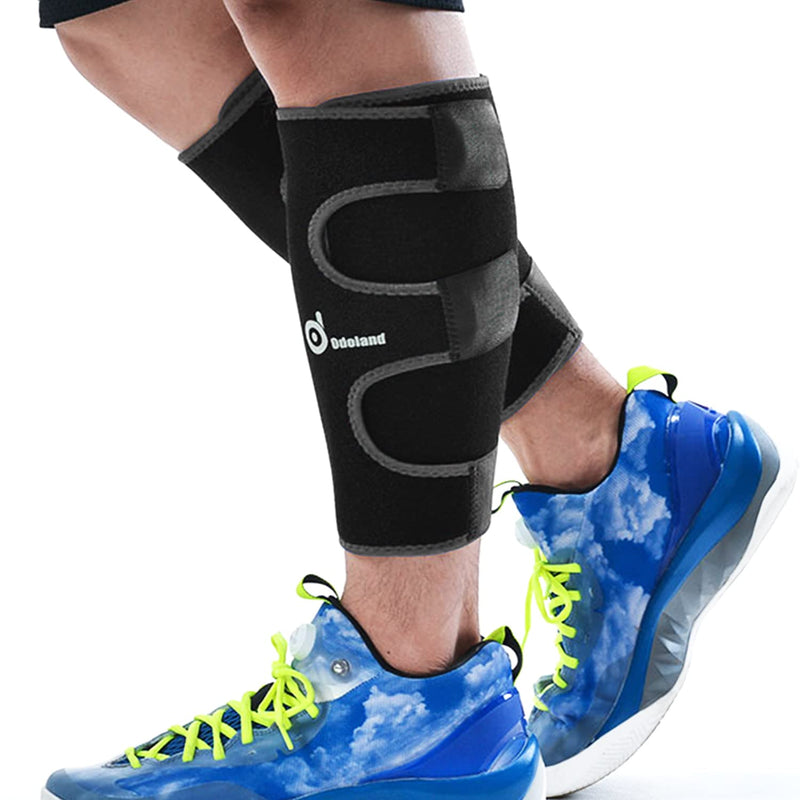 Odoland Calf Compression Sleeve Calf Brace for Calf Pain Relief Strain, Sprain, Tennis Leg and Calf Injury - Guard Leg and Adjustable Shin Splints Support for Sport Recovery Fitness and Running #2 Black - BeesActive Australia