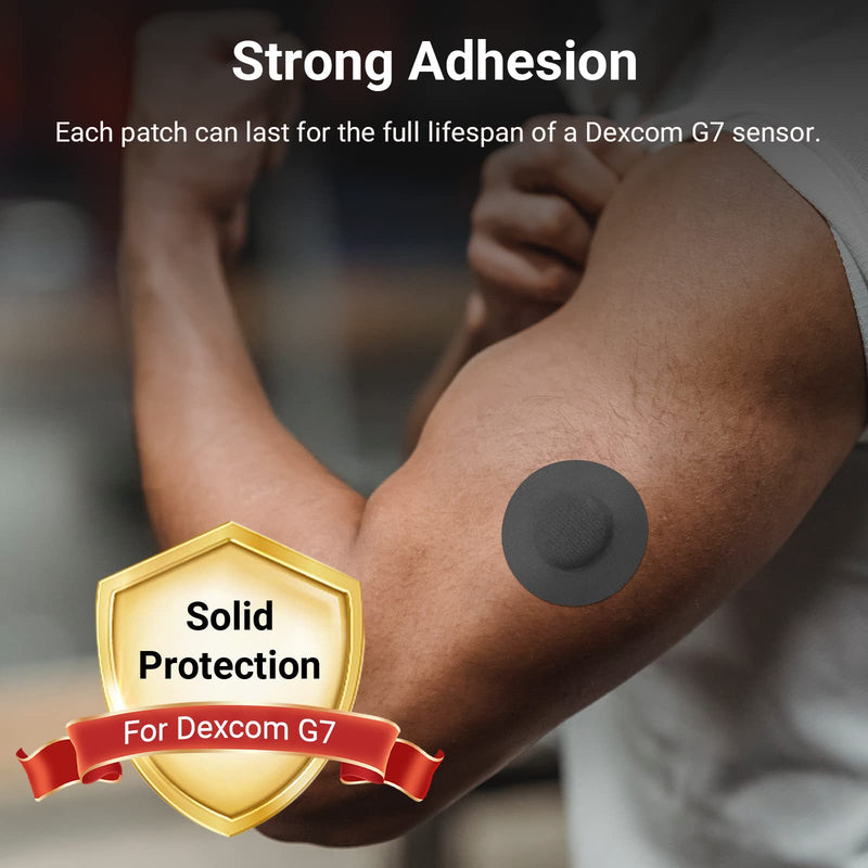 KOVOQ Dexcom G7 Adhesive Patches, 25 Waterproof Adhesive Patches + 1 Reusable Hardshell Cover for Dexcom G7, Latex-Free, Hypoallergenic, Breathable (BLK) - BeesActive Australia