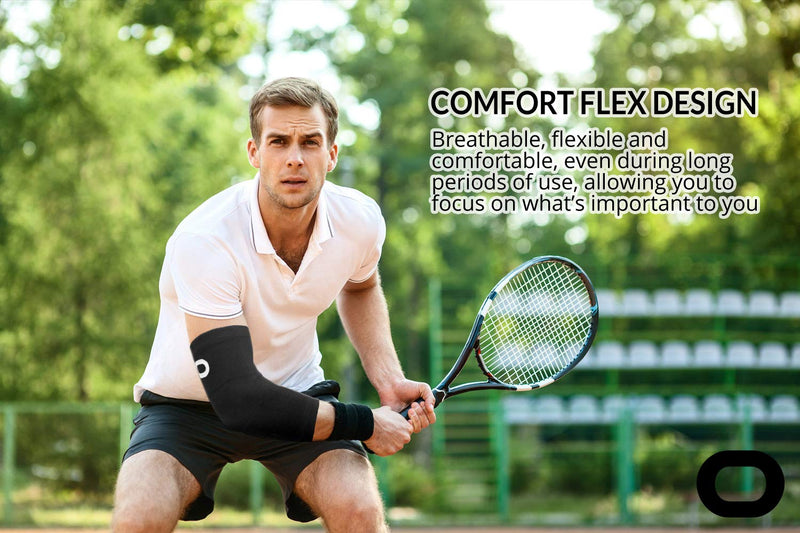 Elbow Brace Compression Sleeve (1 Pair) - Instant Arm Support Elbow Sleeves for Tendonitis, Arthritis, Bursitis, Golfers & Tennis Elbow Brace, Treatment, Workouts, Weightlifting, Pain Relief, Recovery Medium (11.0-12.5") Elbow Circumference Black - BeesActive Australia