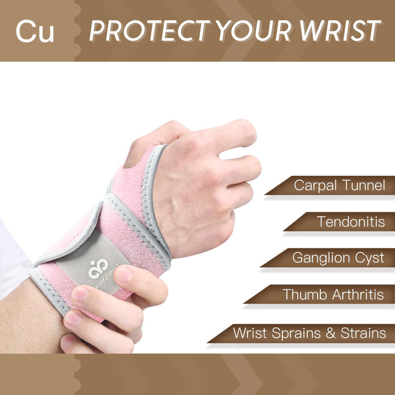 INDEEMAX Copper Carpal Tunnel Wrist Brace 2 Pack, Adjustable Wrist
