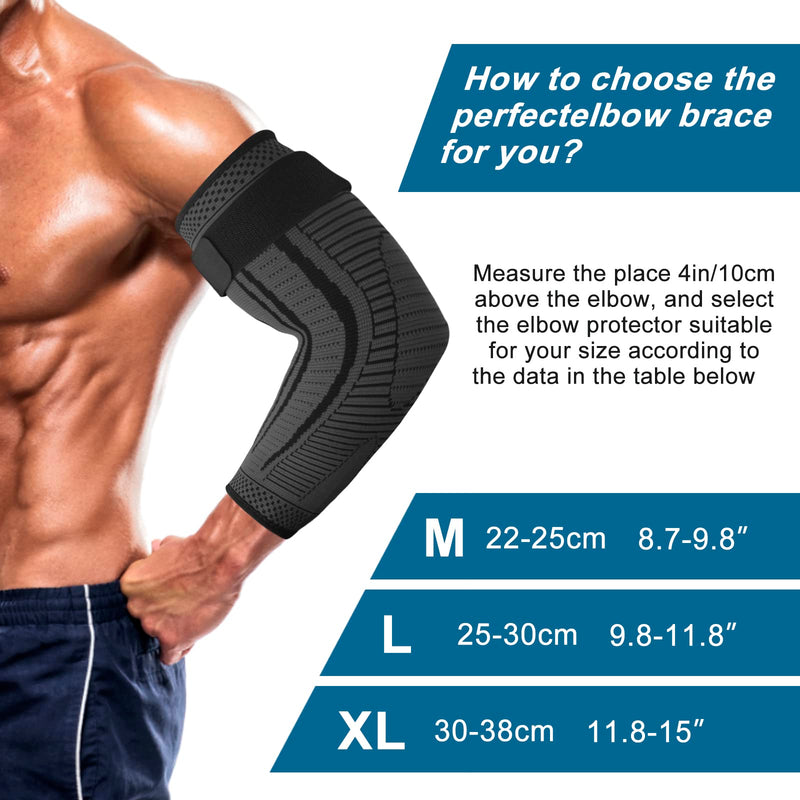 Elbow Support for Men and Women 2 Pack Anti slip Elbow Brace Adjustable Elbow Sleeve Compression Arm Sleeve for Tennis Elbow, Golfers Elbow, Arthritis, Tendonitis, Joint Pain Relief (Black, Large) Black - BeesActive Australia