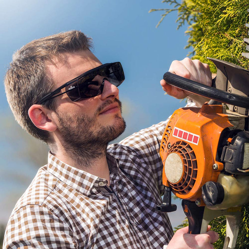 NoCry Tinted Over-Spec Safety Glasses - with Anti-Scratch Wraparound Lenses, Adjustable Arms, and UV400 Protection. ANSI Z87.1 & OSHA Certified. Grey & Green Frames Tinted Grey & Green - BeesActive Australia