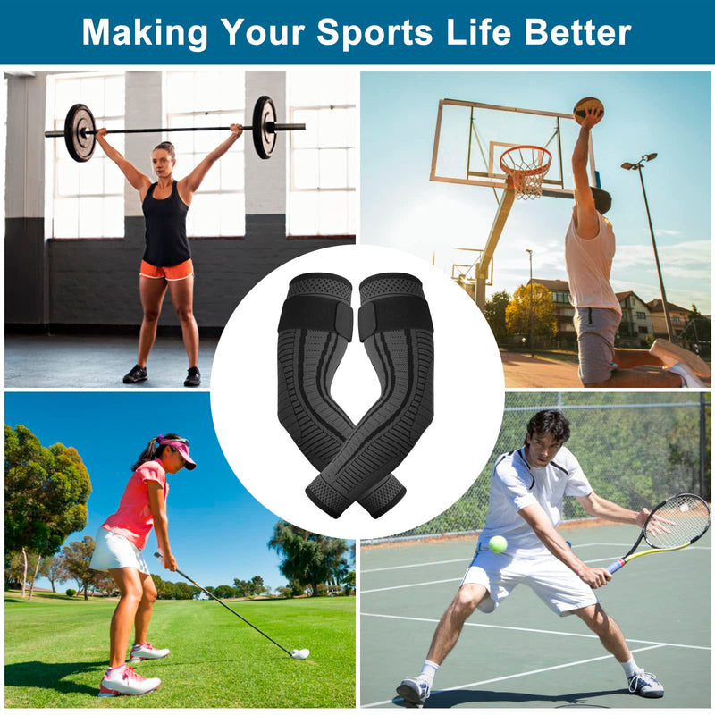 Elbow Support for Men and Women 2 Pack Anti slip Elbow Brace Adjustable Elbow Sleeve Compression Arm Sleeve for Tennis Elbow, Golfers Elbow, Arthritis, Tendonitis, Joint Pain Relief (Black, Large) Black - BeesActive Australia