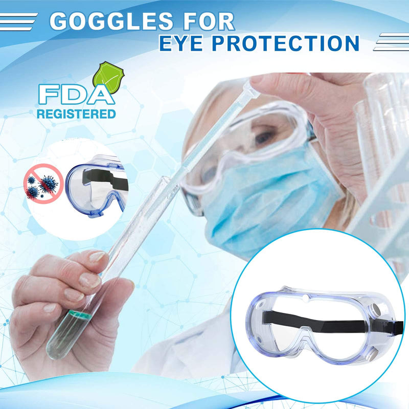 Safety Goggles FDA Registered, Z87.1 Safety Glasses Eye Protection-Medical Goggles Fit Over Eyeglasses-Unisex Ultra Clear Protective Glasses Protective Eyewear-Lab Goggles Medical Protection - BeesActive Australia