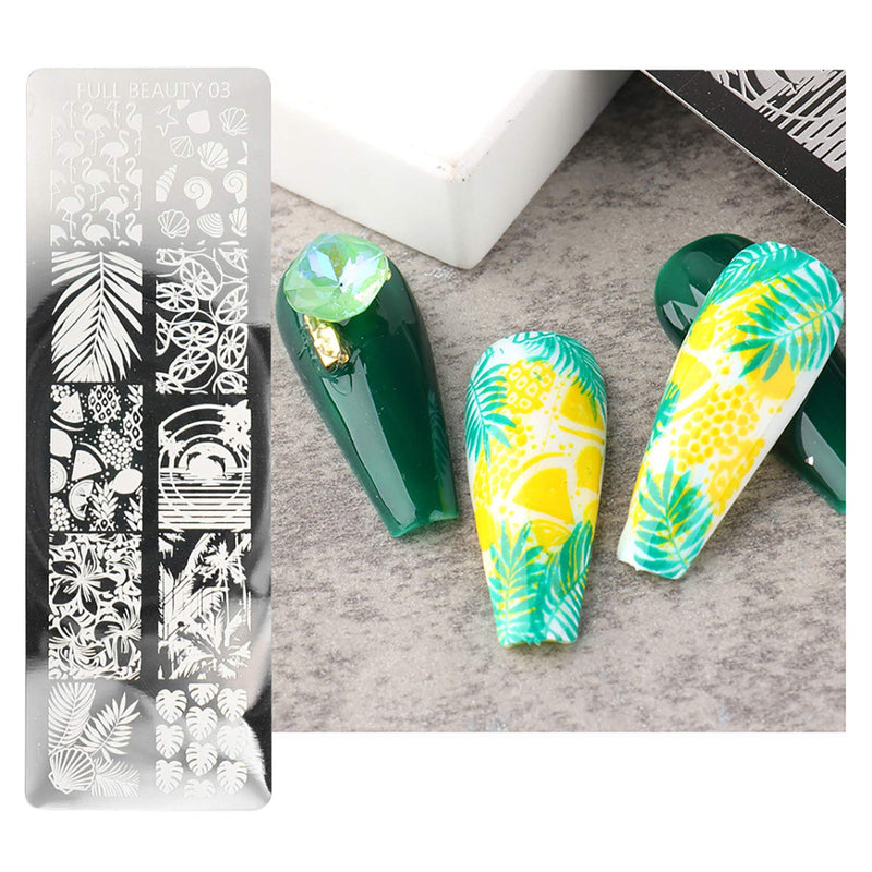 Nail Stamping Plate Set 5sheet Nail Printing Plate + 1 Stamp + 1 Scraper Heart Rose Leaf Flower Undersea Animal Template Pattern Manicure Tool Diy Design Decorative Nail Art - BeesActive Australia