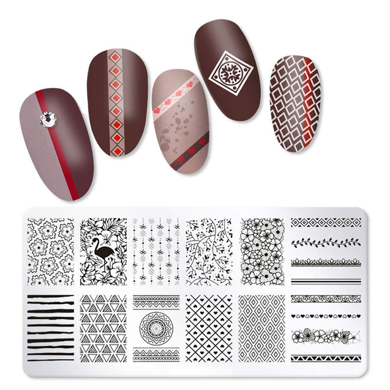SILPECWEE 8Pcs Nail Template Image Plate Set Lace Butterfly Flower Design Nail Art Stamping Plate Manicure Accessories No2 - BeesActive Australia