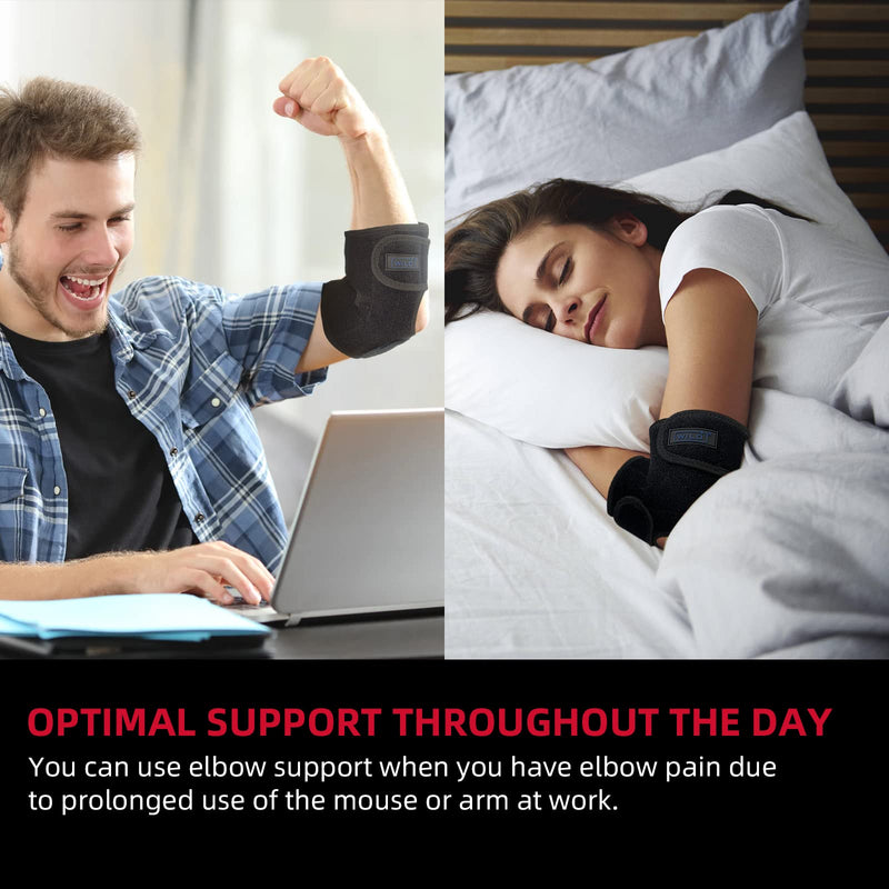 WILD+ Elbow Support, Adjustable Elbow Brace Strap with 2 Spring Splints, Tennis Elbow Splint Arm Sleeves for Arthritis, Tendonitis, Golfers, Joint Pain, Sports Injury (A Storage Bag) , Red-Small Small - BeesActive Australia