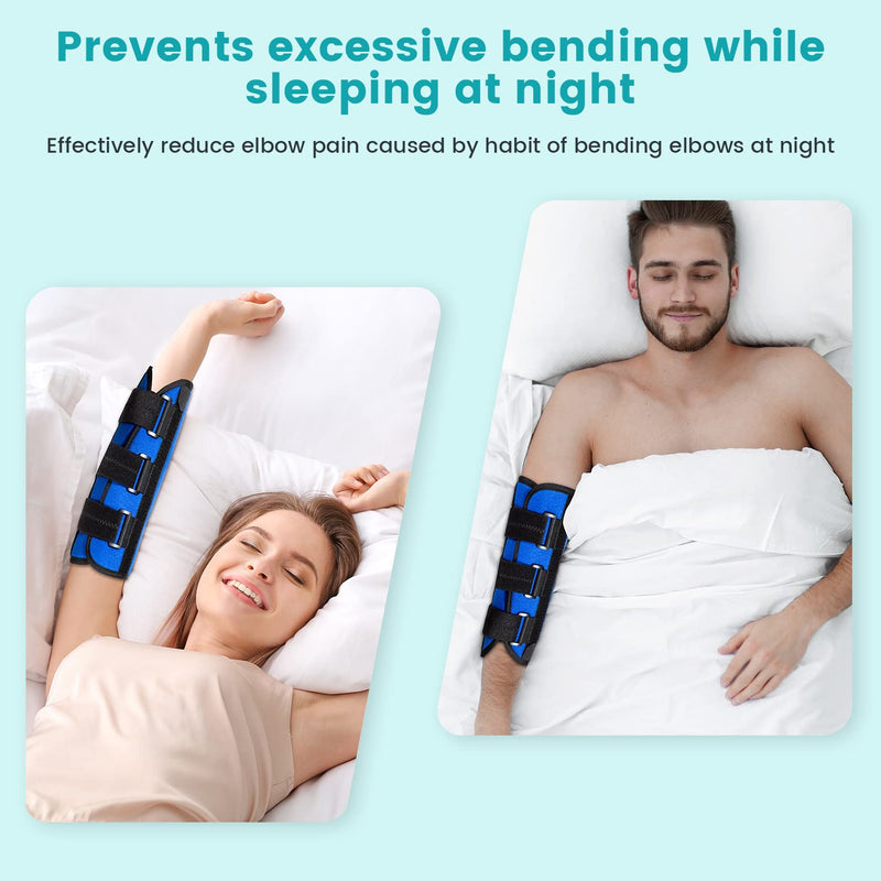 Elbow Brace,Elbow Splint for Cubital Tunnel Syndrome,Night Elbow Sleep Support with 3 Plastic Strips,For Ulnar Nerve, Tennis Elbow,Tendonitis,Fits for Men and Women,Suitable for Left and Right Arm-S/M S/M - BeesActive Australia