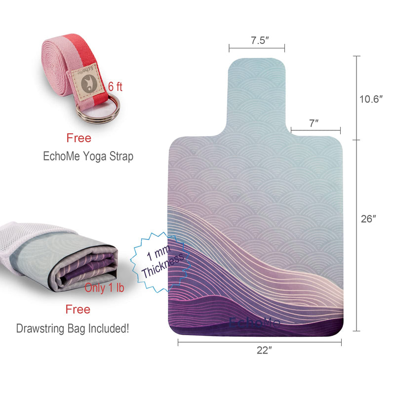 Echome Pilates Reformer Mat towel with shoulders, Pilates Reformer Cover with Great Grip, Easy to Wash Light Weight Portable Morning Glory Purple with Princess Pink - BeesActive Australia