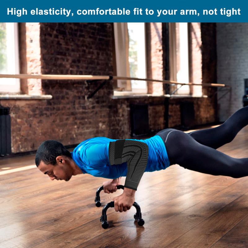 Elbow Support for Men and Women 2 Pack Anti slip Elbow Brace Adjustable Elbow Sleeve Compression Arm Sleeve for Tennis Elbow, Golfers Elbow, Arthritis, Tendonitis, Joint Pain Relief (Black, Large) Black - BeesActive Australia