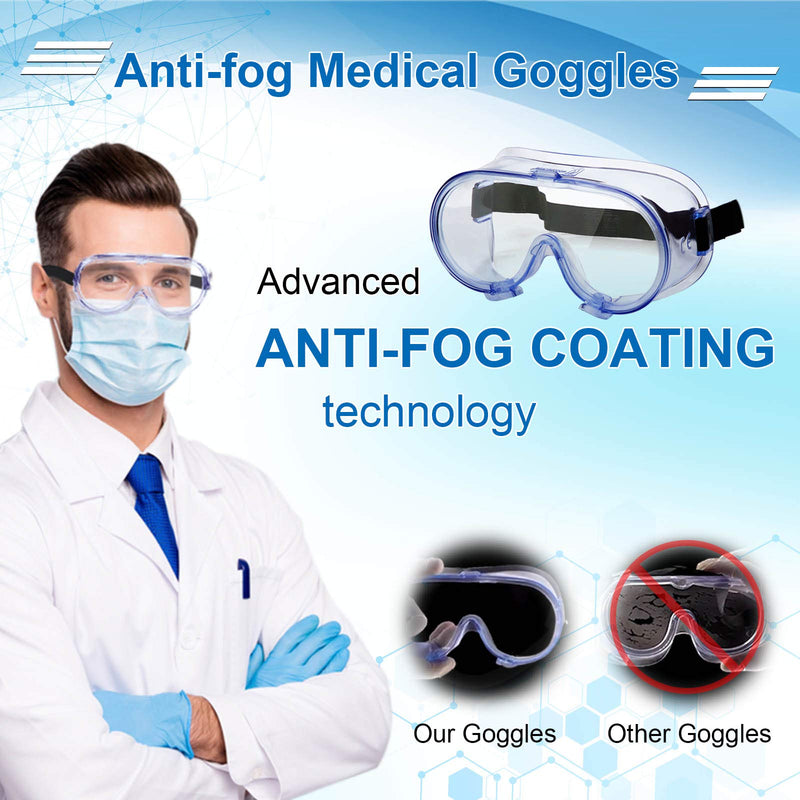 Safety Goggles FDA Registered, Z87.1 Safety Glasses Eye Protection-Medical Goggles Fit Over Eyeglasses-Unisex Ultra Clear Protective Glasses Protective Eyewear-Lab Goggles Medical Protection - BeesActive Australia