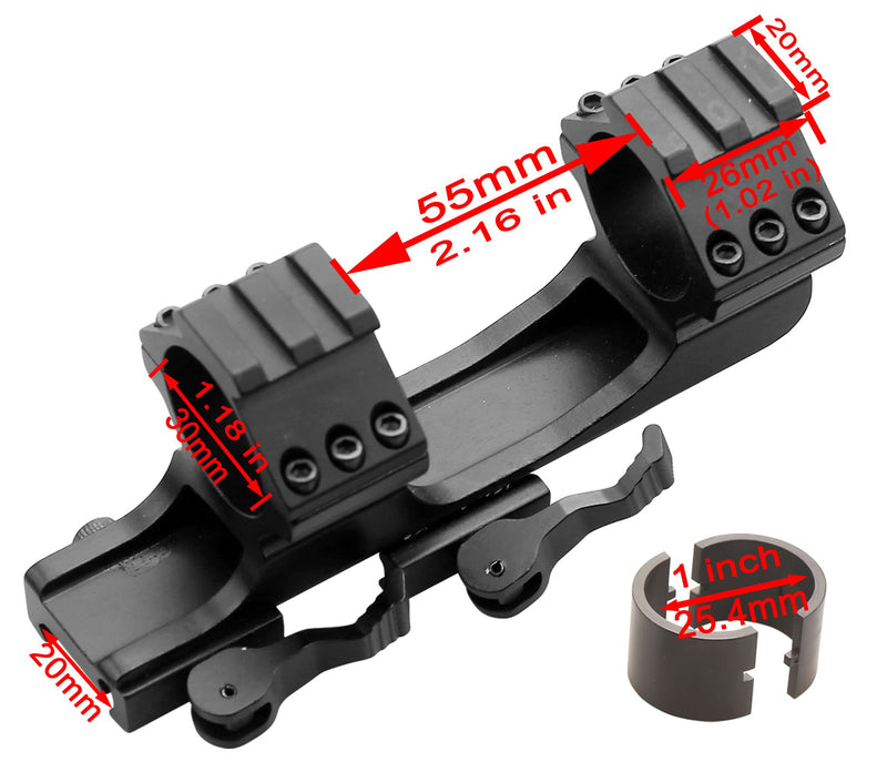 Atom Optics Scope Mounts Rings 1inch / 30mm QD Cam Locks Quick Release Cantilever Picatinny Weaver 20mm Rail Hunting - BeesActive Australia