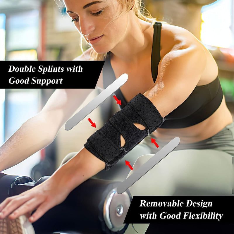 ZOUYUE Elbow Brace, Adjustable Elbow Support with Two Removable Metal Splints, Arm Stabilizer Cubital Tunnel Elbow Splint for Tennis Elbow, Weightlifting, Tendonitis, Joint Pain Relief for Men & Women - BeesActive Australia