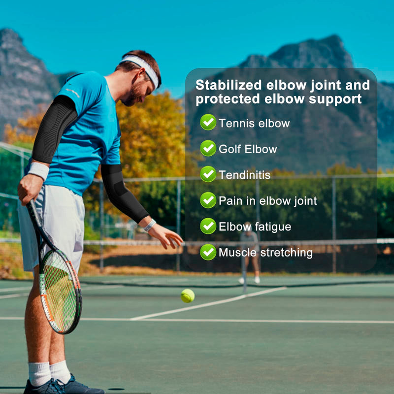 Elbow Support for Men and Women 2 Pack Anti slip Elbow Brace Adjustable Elbow Sleeve Compression Arm Sleeve for Tennis Elbow, Golfers Elbow, Arthritis, Tendonitis, Joint Pain Relief (Black, Large) Black - BeesActive Australia