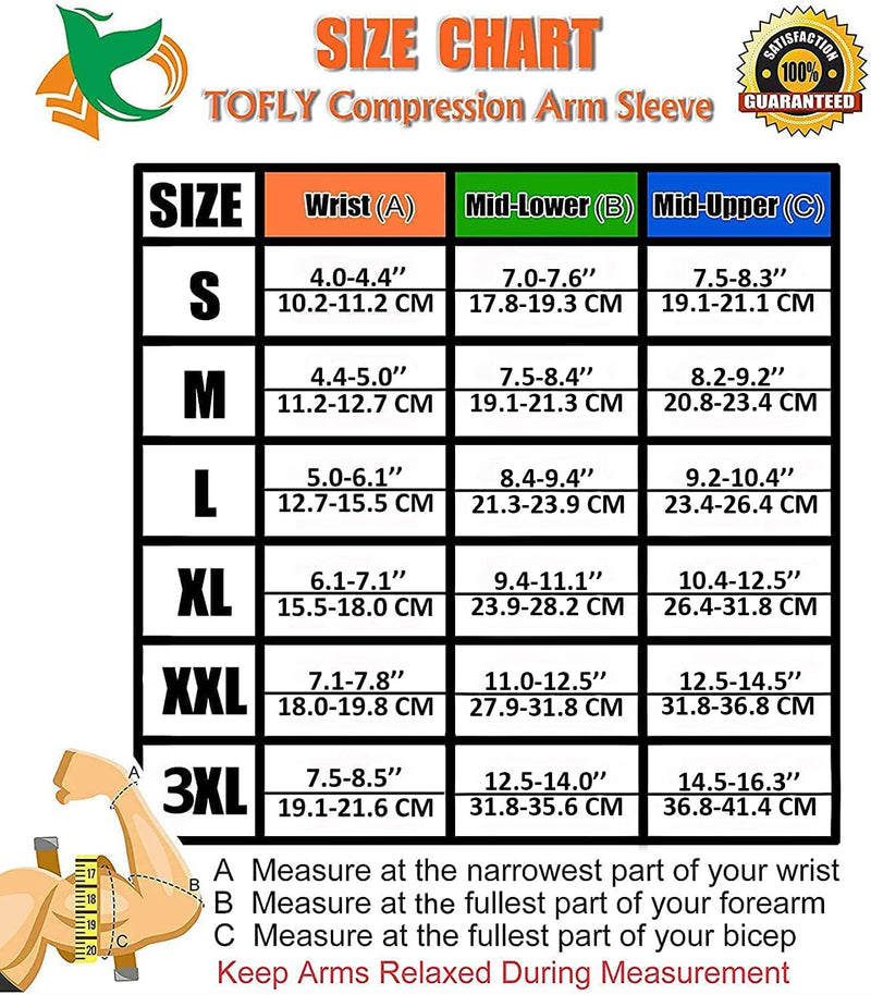 TOFLY® Compression Arm Sleeve, 1 Pair for Unisex, 20-30mmHg Graduated Compression Elbow Sleeve for Recovery, Pain Relief, Supports Muscles & Joints, Tennis Elbow & Golfers Brace, Edema, Swelling XXL Black - BeesActive Australia