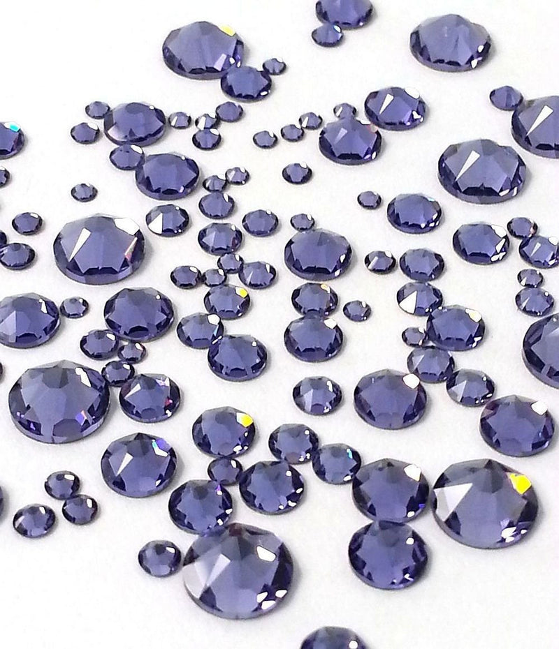 TANZANITE (539) purple violet 144 pcs Swarovski 2058/2088 Crystal Flatbacks purple rhinestones nail art mixed with Sizes ss5, ss7, ss9, ss12, ss16, ss20, ss30 - BeesActive Australia