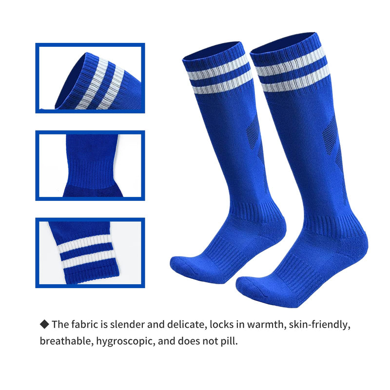 AIMISICAR Soccer Shin Guards Toddler Kids Youth, Shin Pads and Long Soccer Socks for 3-15 Years Old Boys and Girls for Football Games, Lightweight and Breathable Soccer Equipment Shin Guards + Socks, Blue M ( 3'9" - 4'6" Tall ) - BeesActive Australia