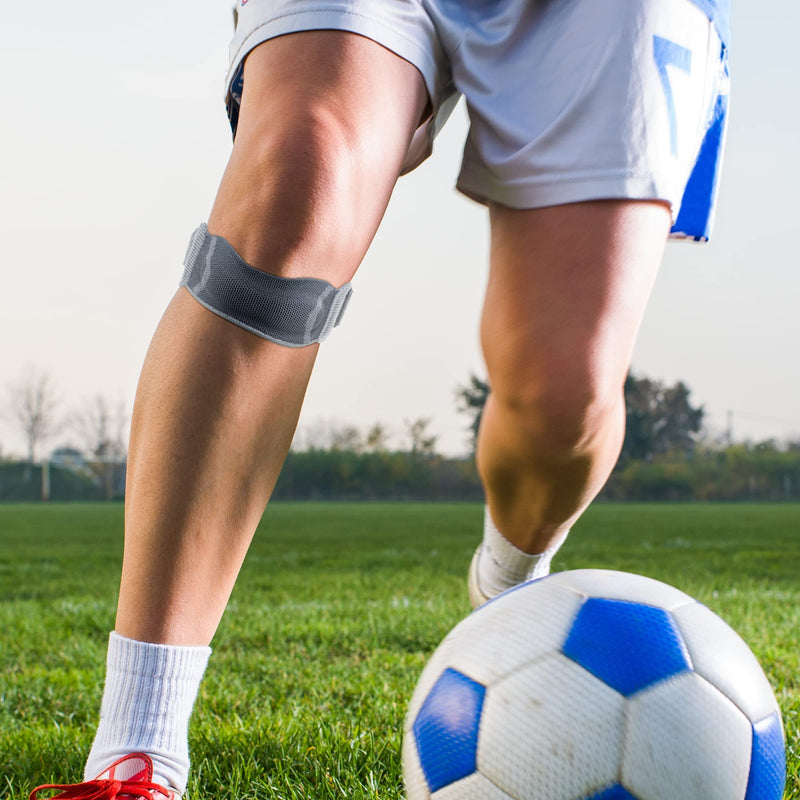 Thx4COPPER Patella Tendon Knee Strap, Adjustable Knee Support Brace with Gel Pad for Weightlifting Squats Jumpers Tennis Hiking Soccer Volleyball, Knee Pain Relief for ACL MCL Arthritis Tendonitis Grey - BeesActive Australia