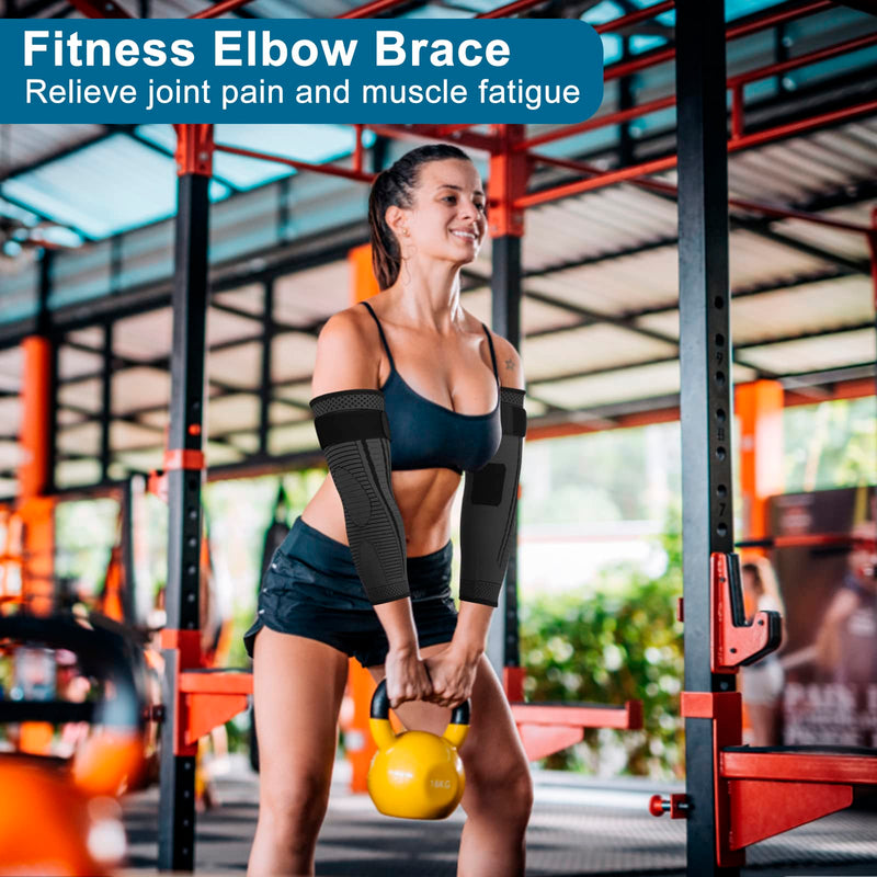 Elbow Support for Men and Women 2 Pack Anti slip Elbow Brace Adjustable Elbow Sleeve Compression Arm Sleeve for Tennis Elbow, Golfers Elbow, Arthritis, Tendonitis, Joint Pain Relief (Black, Large) Black - BeesActive Australia