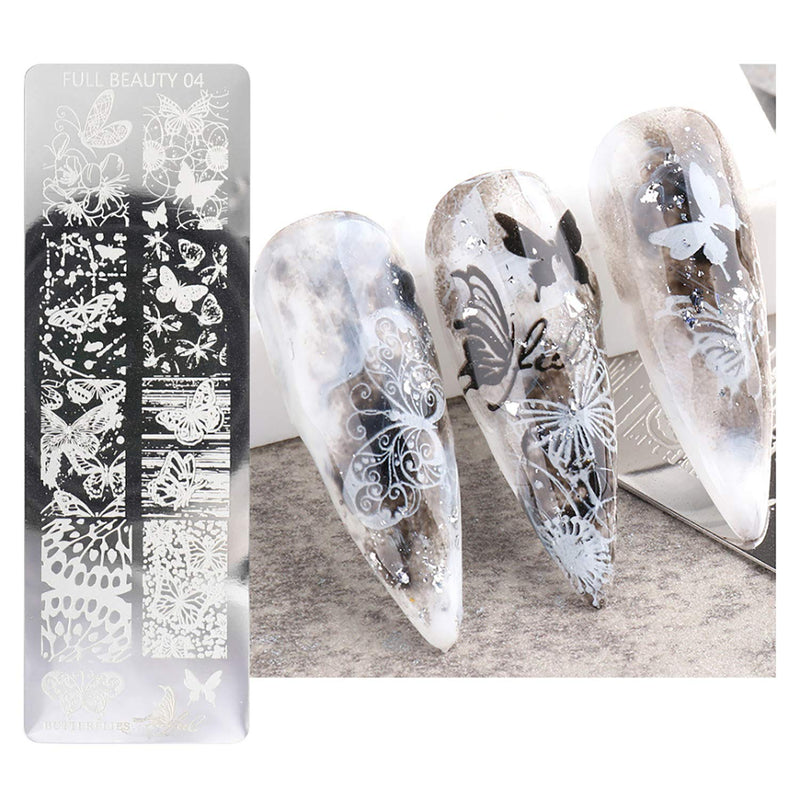 Nail Stamping Plate Set 5sheet Nail Printing Plate + 1 Stamp + 1 Scraper Heart Rose Leaf Flower Undersea Animal Template Pattern Manicure Tool Diy Design Decorative Nail Art - BeesActive Australia