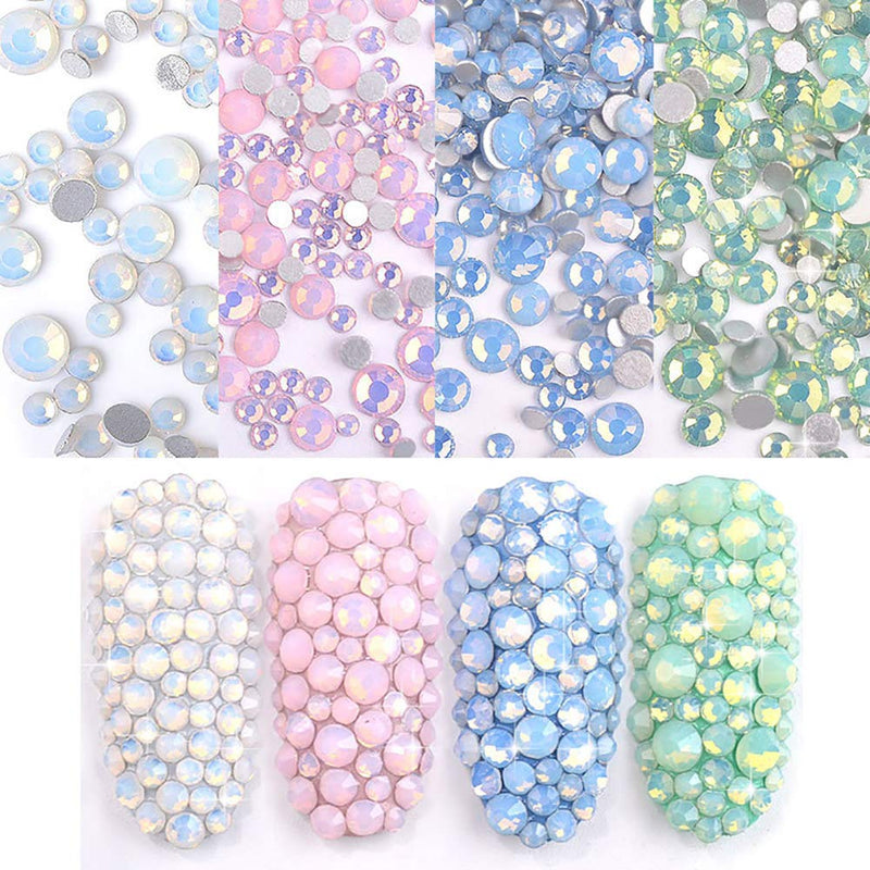 Sparkly Opal Rhinestones for Nails 3D Nail Art Rhinestones - DIY Nail Jewels Crafts - Crystal Diamond Rhinestones and Charms Nail Decoration Flatback Gems Stones, Opal Green - BeesActive Australia