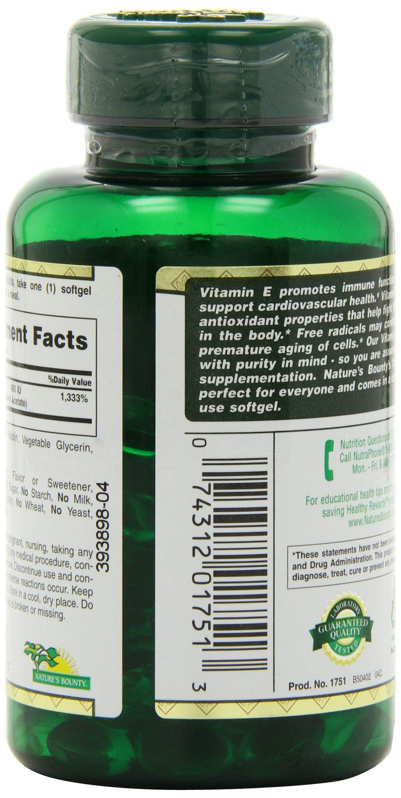 Nature's Bounty Vitamin E Pills and Supplement Softgels , Supports Antioxidant Health, 400iu, 120 Count - BeesActive Australia