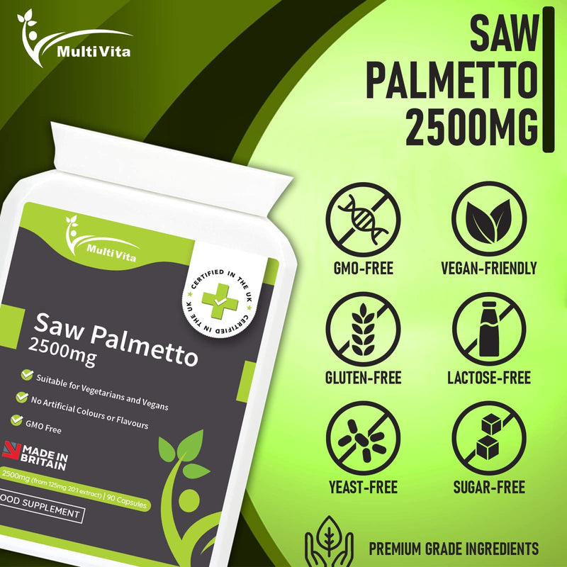 Saw Palmetto 2500mg 90 Vegan Capsules Support Normal Urinary Function
