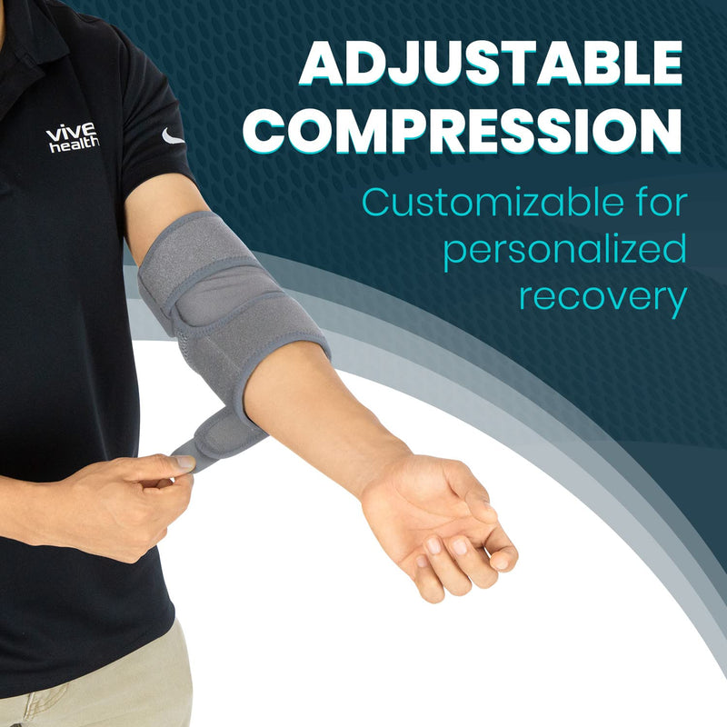 Vive Elbow Brace - Tennis Compression Sleeve - Wrap for Golfers, Bursitis, Left or Right Arm - Tendonitis Support Strap for Golf, Men and Women - Epicondylitis and Sports Recovery (Gray, Standard) Gray - BeesActive Australia