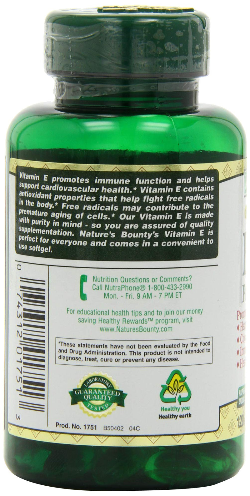 Nature's Bounty Vitamin E Pills and Supplement Softgels , Supports Antioxidant Health, 400iu, 120 Count - BeesActive Australia