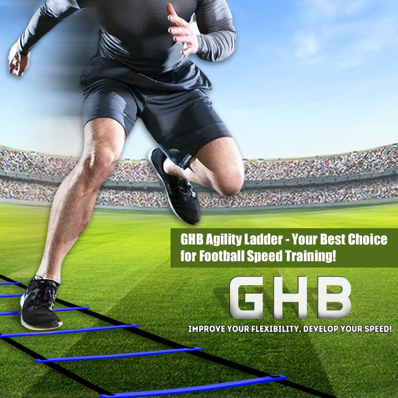 GHB Pro Agility Ladder Agility Training Ladder Speed 12 Rung 20ft with Carrying Bag Blue - BeesActive Australia