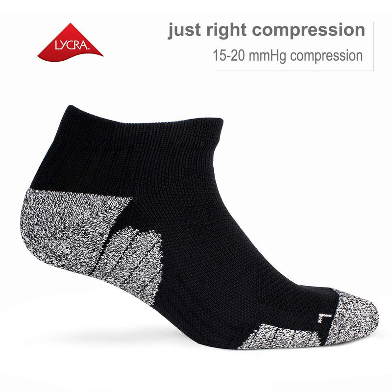 CWVLC No-Show Running Socks (3/6 pairs) Compression Athletic Socks for Men Women L (5Y-7Y Youth/10-13 Women/8-12 Men) 6-pairs (Black2,charcoal2,white2) - BeesActive Australia