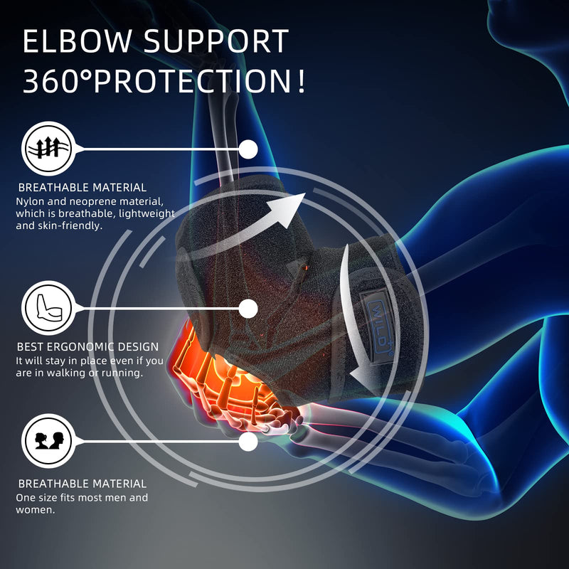 WILD+ Elbow Support, Adjustable Elbow Brace Strap with 2 Spring Splints, Tennis Elbow Splint Arm Sleeves for Arthritis, Tendonitis, Golfers, Joint Pain, Sports Injury (A Storage Bag) , Red-Small Small - BeesActive Australia