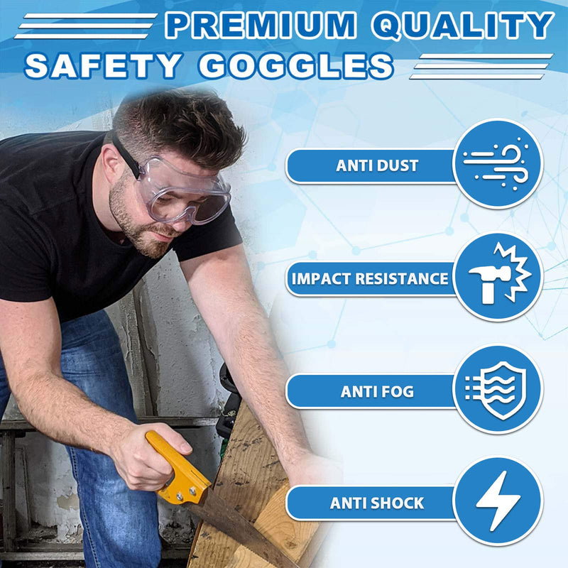 Safety Goggles FDA Registered, Z87.1 Safety Glasses Eye Protection-Medical Goggles Fit Over Eyeglasses-Unisex Ultra Clear Protective Glasses Protective Eyewear-Lab Goggles Medical Protection - BeesActive Australia