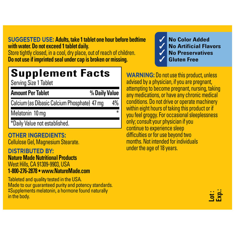 Nature Made Extra Strength Melatonin 10 mg Tablets, 70 Count Sleep Aid Supplement - BeesActive Australia